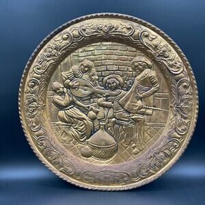 Vtg Decorative Brass Musical Themed Wall Hanging - Made in England